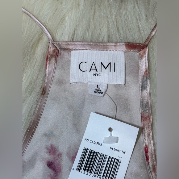 Nwt Cami NYC Raine Blush Tie Dye Pink Lace Trim Racerback Silk Camisole - Picture 3 of 4